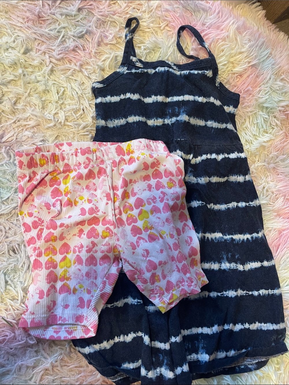 Old Navy Black & White Tie-Dye Dress with Pink Heart Bike Shorts